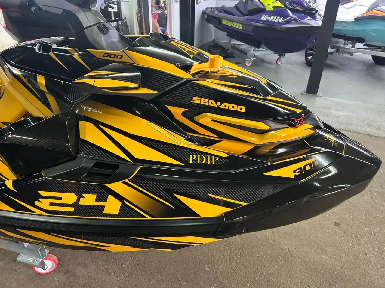 Yellow and black carbon Sea-Doo RXP-X 300 sticker kit by S3R Designs