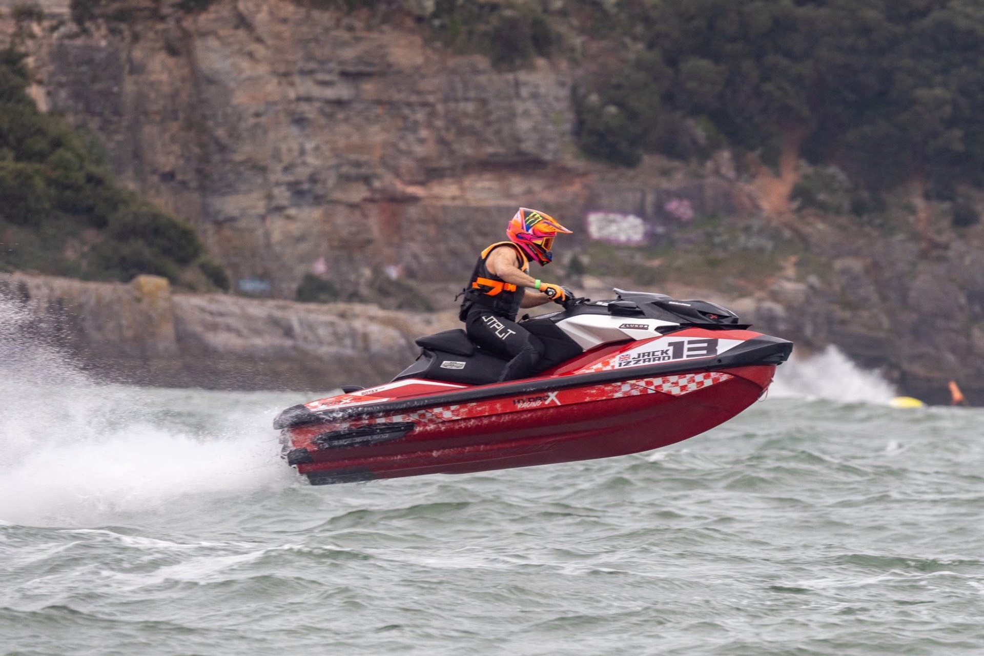 Red racing sticker kit on RXP-X — jetski sticker kit UK