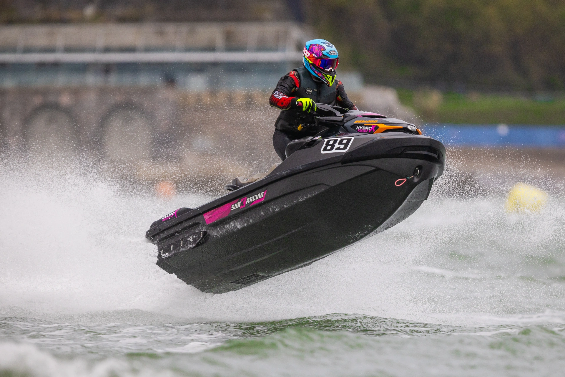 Sub3 Racing #89 Sea-Doo race sticker kit — pink and black graphics